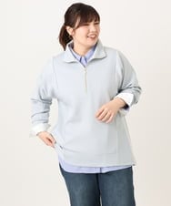OLECD09099 eur3(エウルキューブ) 【WEB先行販売】【大きいサイズ】ハーフジップダンボールプルオーバー ライトブルー(50)