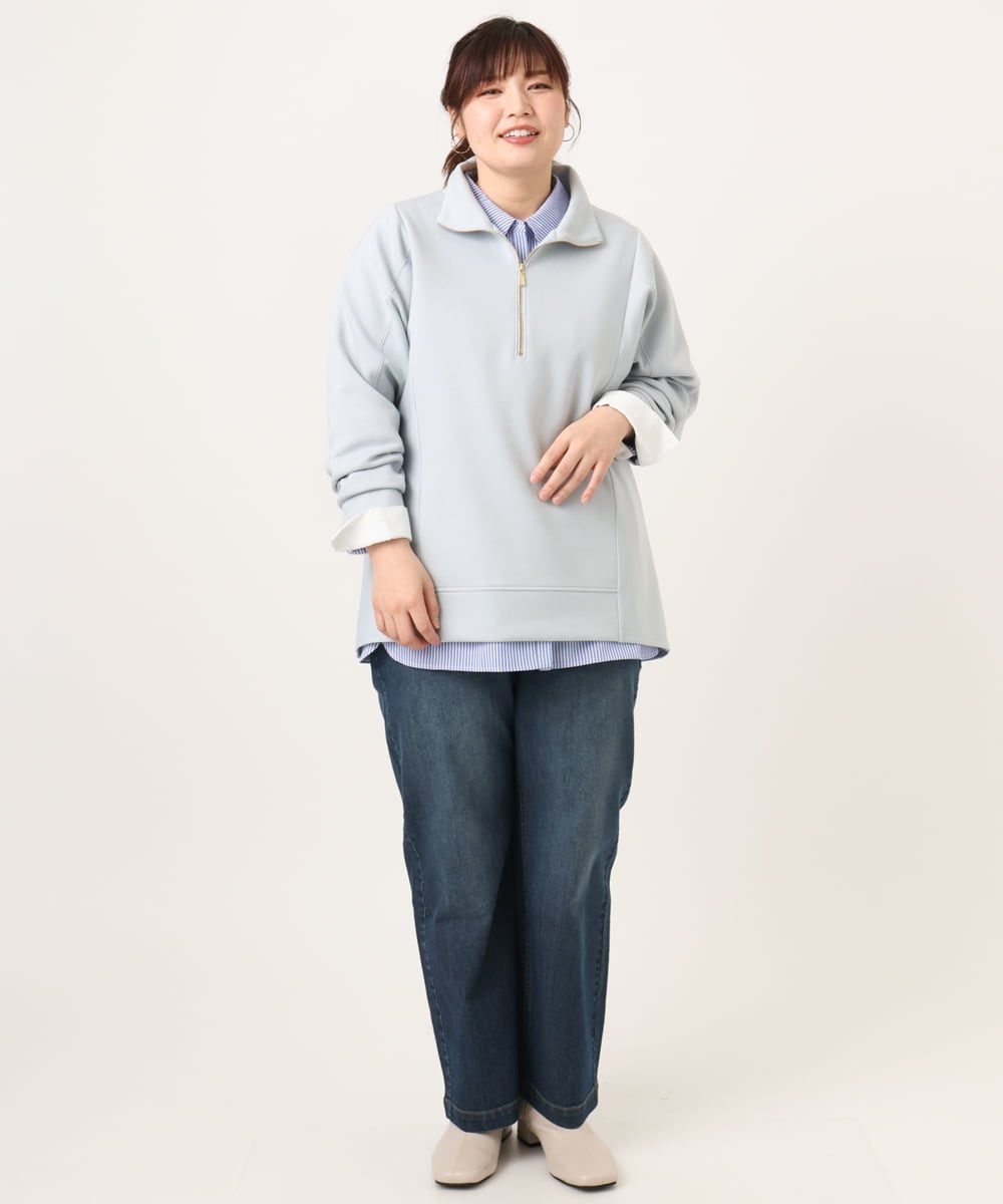 OLECD09099 eur3(エウルキューブ) 【WEB先行販売】【大きいサイズ】ハーフジップダンボールプルオーバー ライトブルー(50)