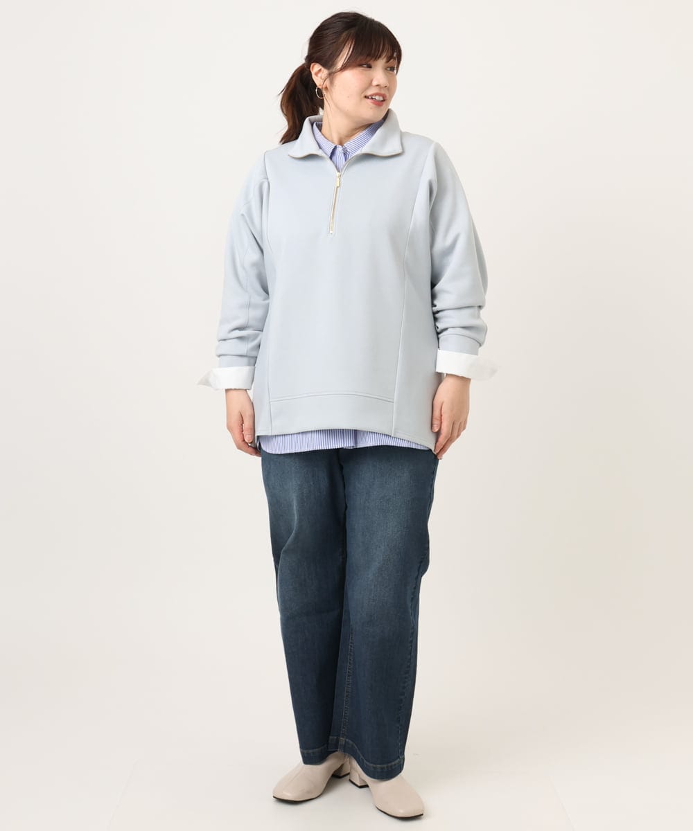 OLECD09099 eur3(エウルキューブ) 【WEB先行販売】【大きいサイズ】ハーフジップダンボールプルオーバー ライトブルー(50)