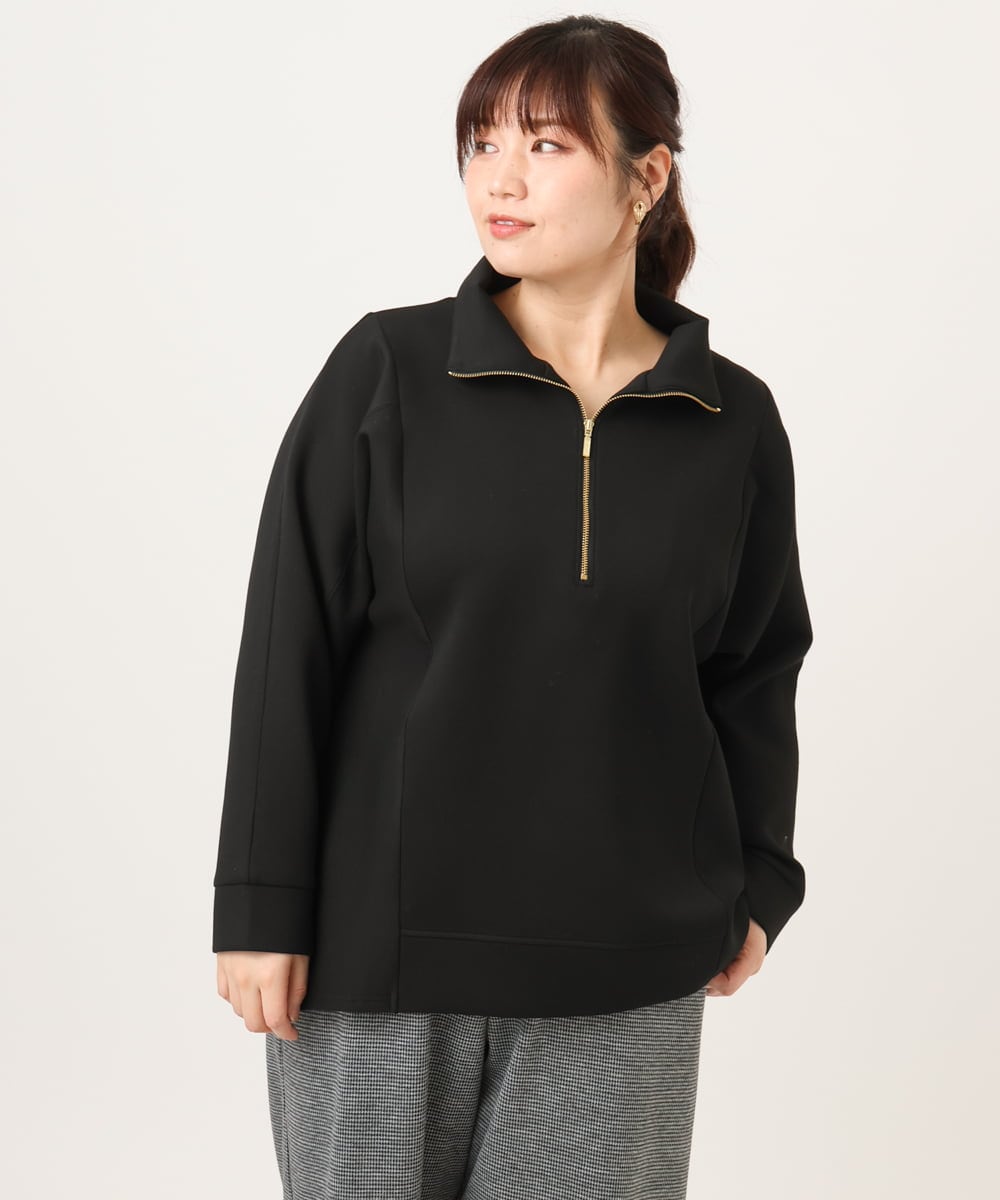 OLECD09099 eur3(エウルキューブ) 【WEB先行販売】【大きいサイズ】ハーフジップダンボールプルオーバー ブラック(94)