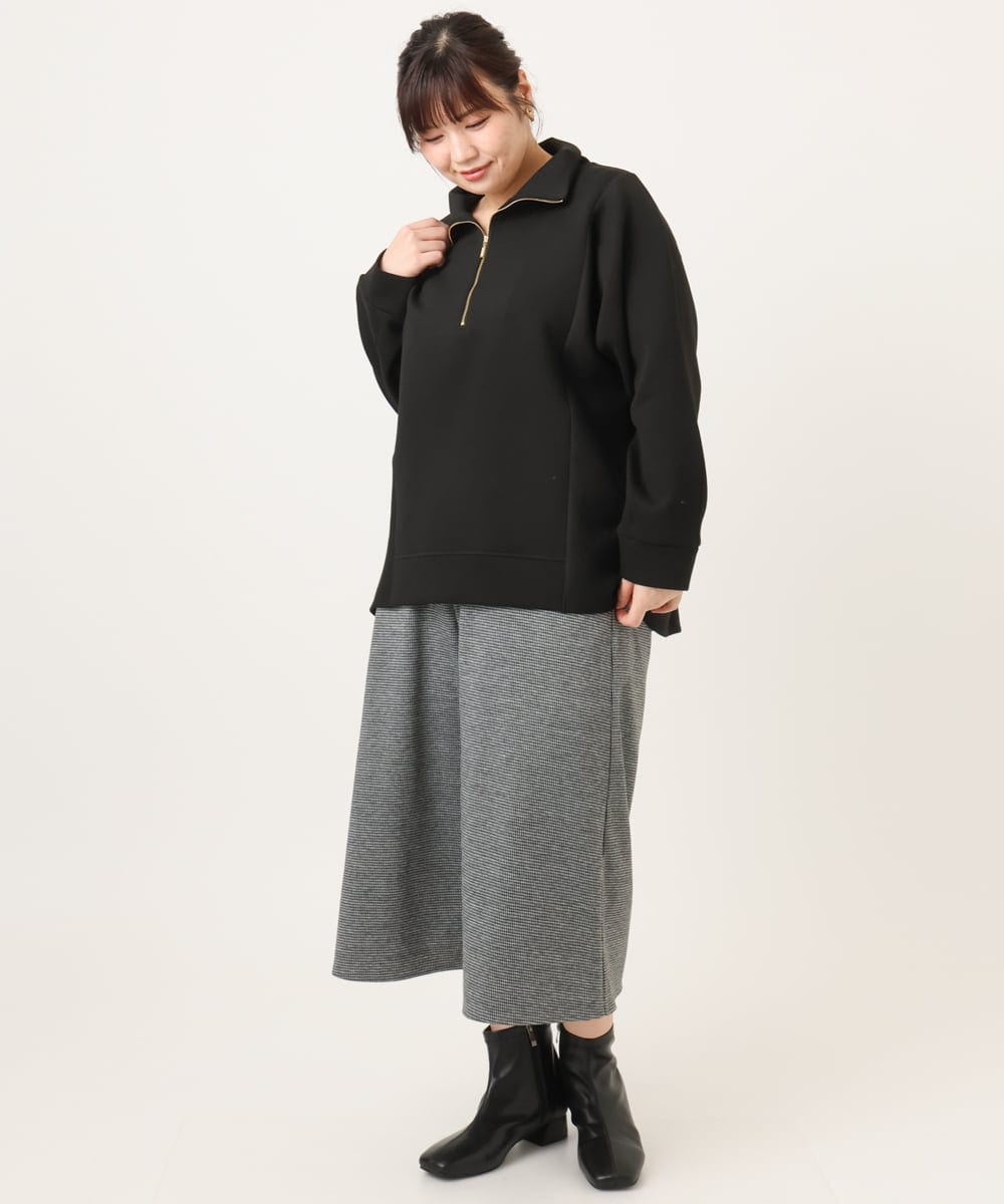 OLECD09099 eur3(エウルキューブ) 【WEB先行販売】【大きいサイズ】ハーフジップダンボールプルオーバー ブラック(94)