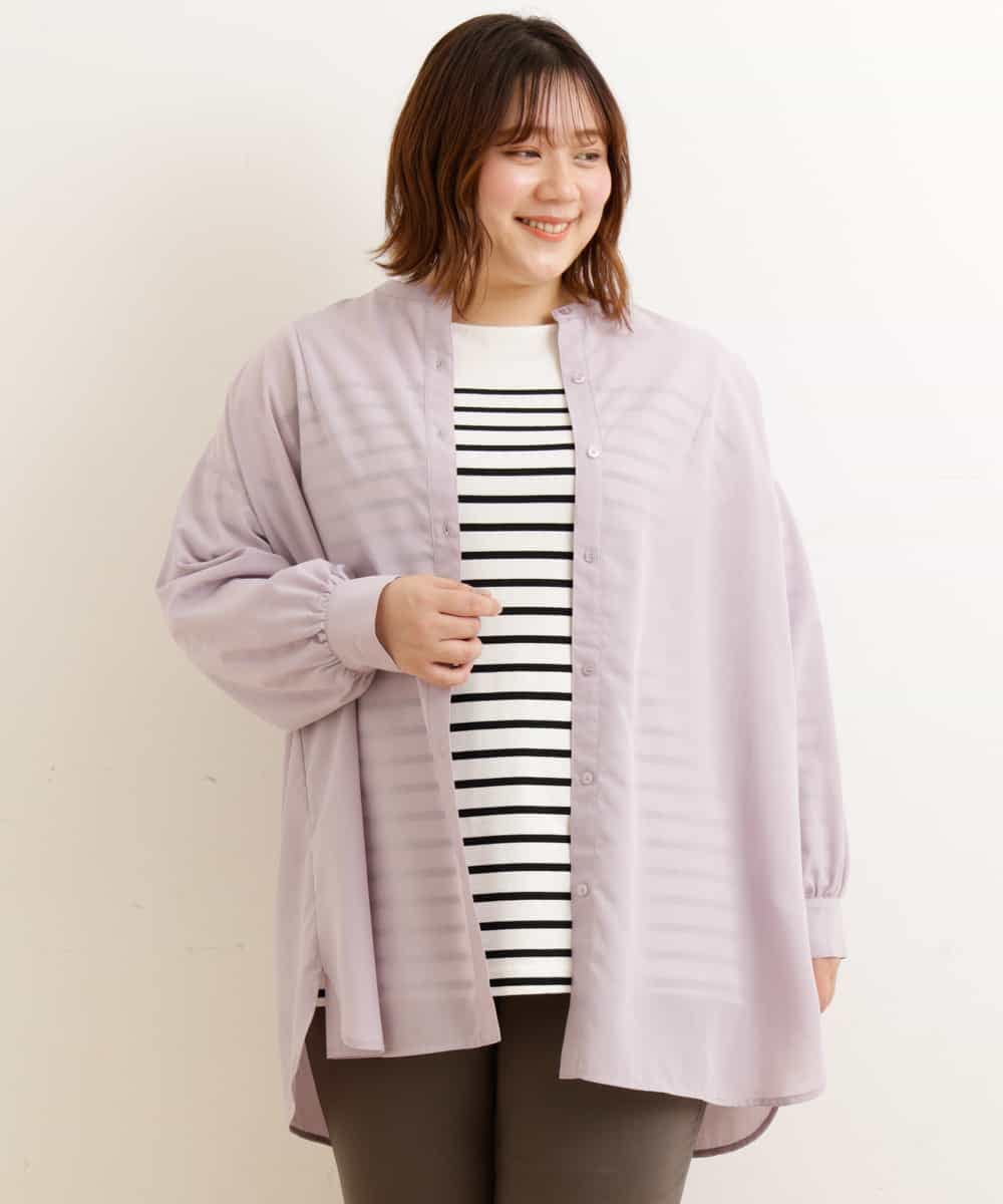 OLECP15080 eur3(エウルキューブ) 【大きいサイズ/a.v.v×eur3】バンドカラーシャツチュニック ラベンダー(60)