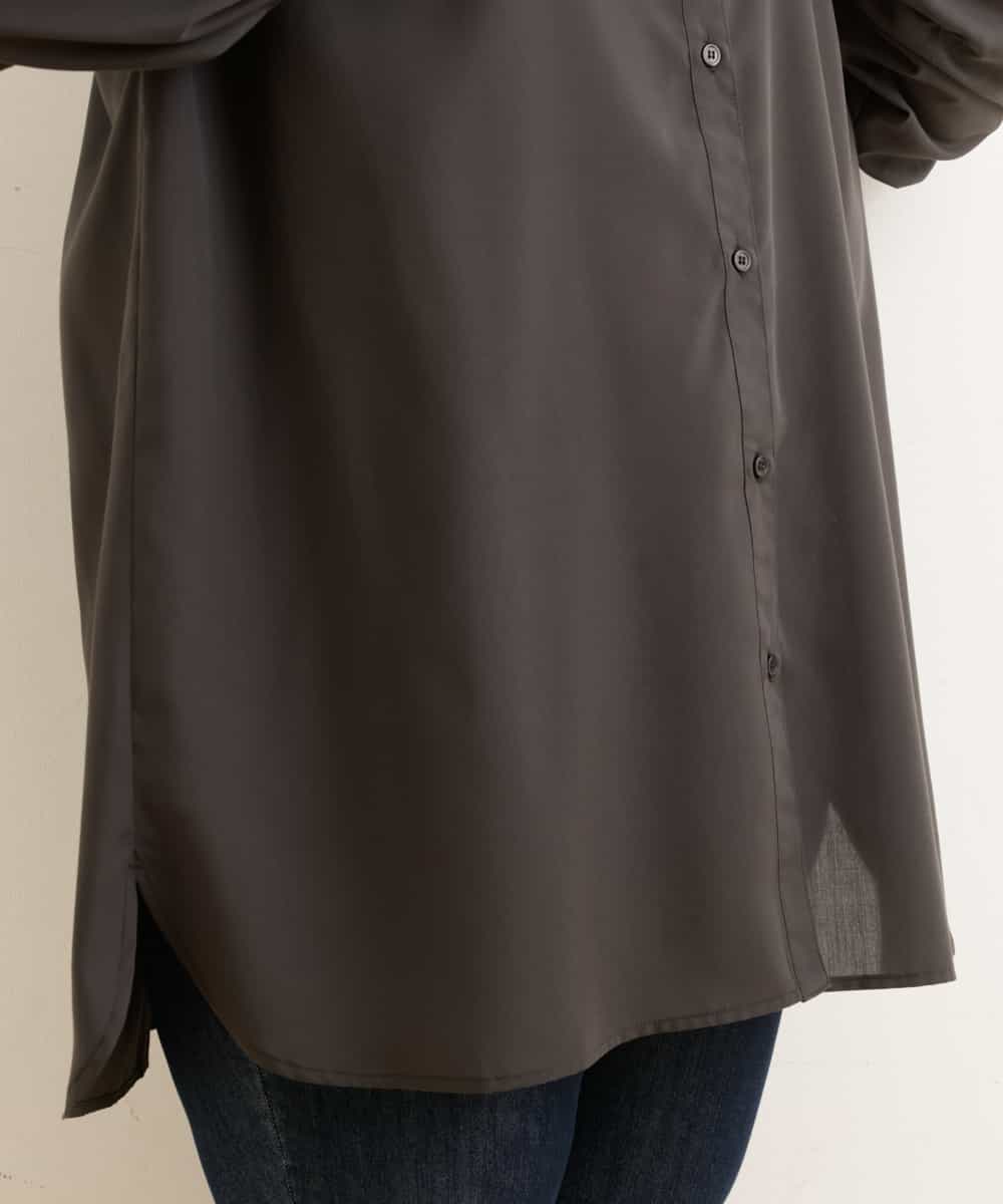 OLECP15080 eur3(エウルキューブ) 【大きいサイズ/a.v.v×eur3】バンドカラーシャツチュニック ダークグレー(93)