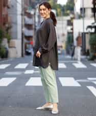 OLECP15080 eur3(エウルキューブ) 【大きいサイズ/a.v.v×eur3】バンドカラーシャツチュニック ダークグレー(93)