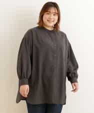 OLECP15080 eur3(エウルキューブ) 【大きいサイズ/a.v.v×eur3】バンドカラーシャツチュニック ダークグレー(93)