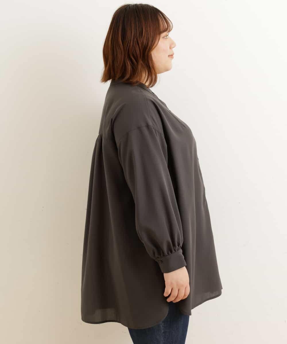 OLECP15080 eur3(エウルキューブ) 【大きいサイズ/a.v.v×eur3】バンドカラーシャツチュニック ダークグレー(93)