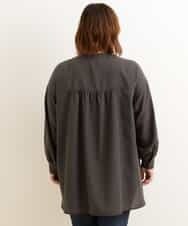 OLECP15080 eur3(エウルキューブ) 【大きいサイズ/a.v.v×eur3】バンドカラーシャツチュニック ダークグレー(93)
