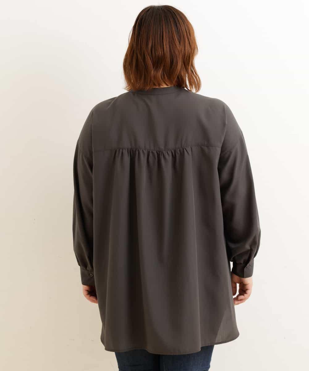 OLECP15080 eur3(エウルキューブ) 【大きいサイズ/a.v.v×eur3】バンドカラーシャツチュニック ダークグレー(93)