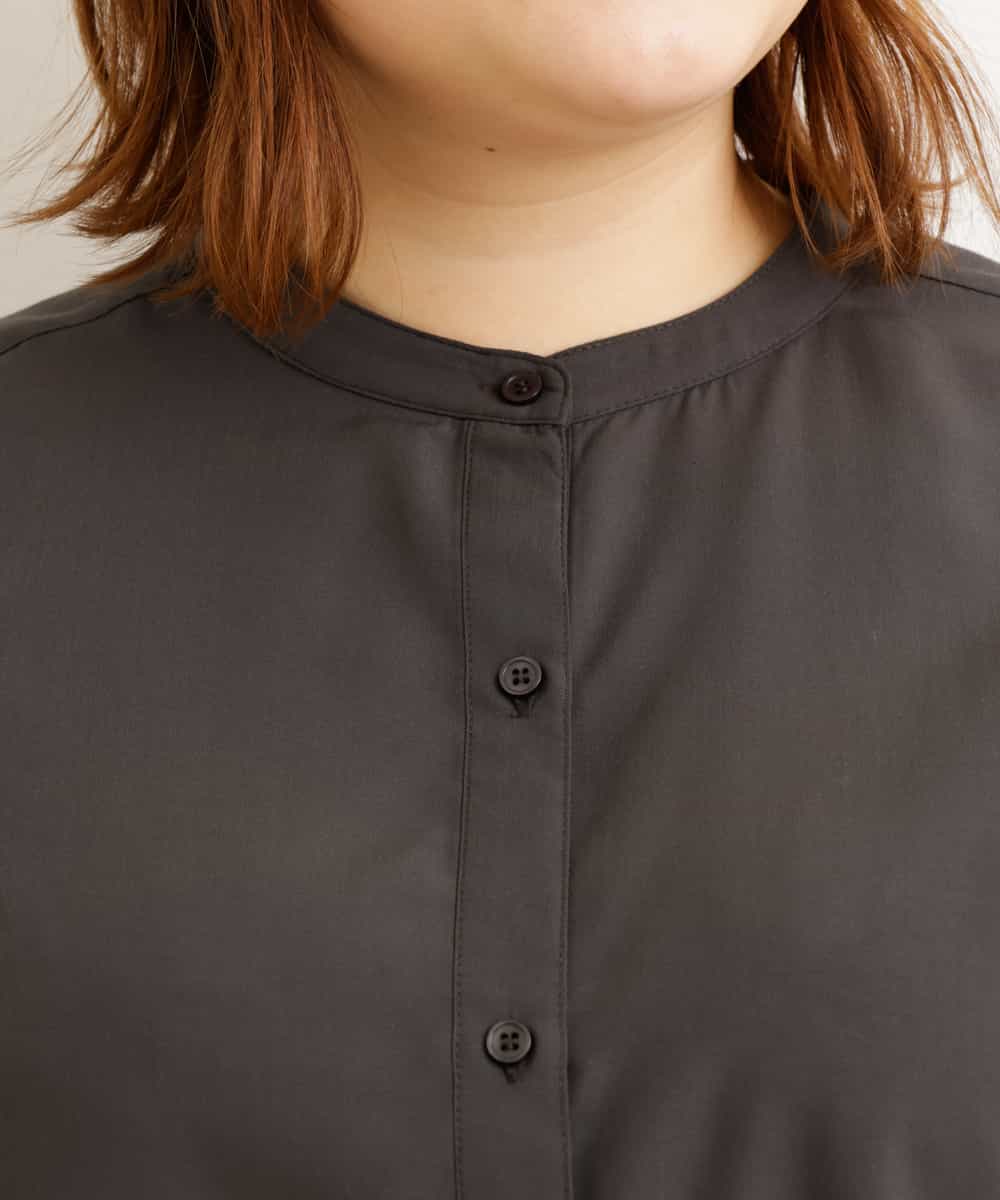 OLECP15080 eur3(エウルキューブ) 【大きいサイズ/a.v.v×eur3】バンドカラーシャツチュニック ダークグレー(93)