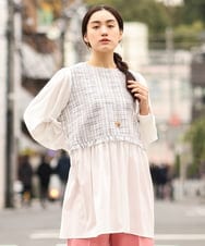 OLECS02090 eur3(エウルキューブ) 【大きいサイズ】ツイードコンビチュニック ライトピンク(01)