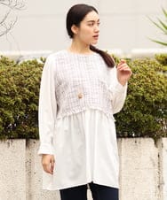 OLECS02090 eur3(エウルキューブ) 【大きいサイズ】ツイードコンビチュニック ライトピンク(01)