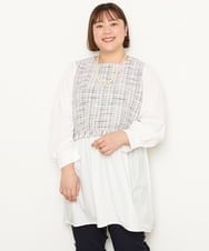 OLECS02090 eur3(エウルキューブ) 【大きいサイズ】ツイードコンビチュニック ライトピンク(01)