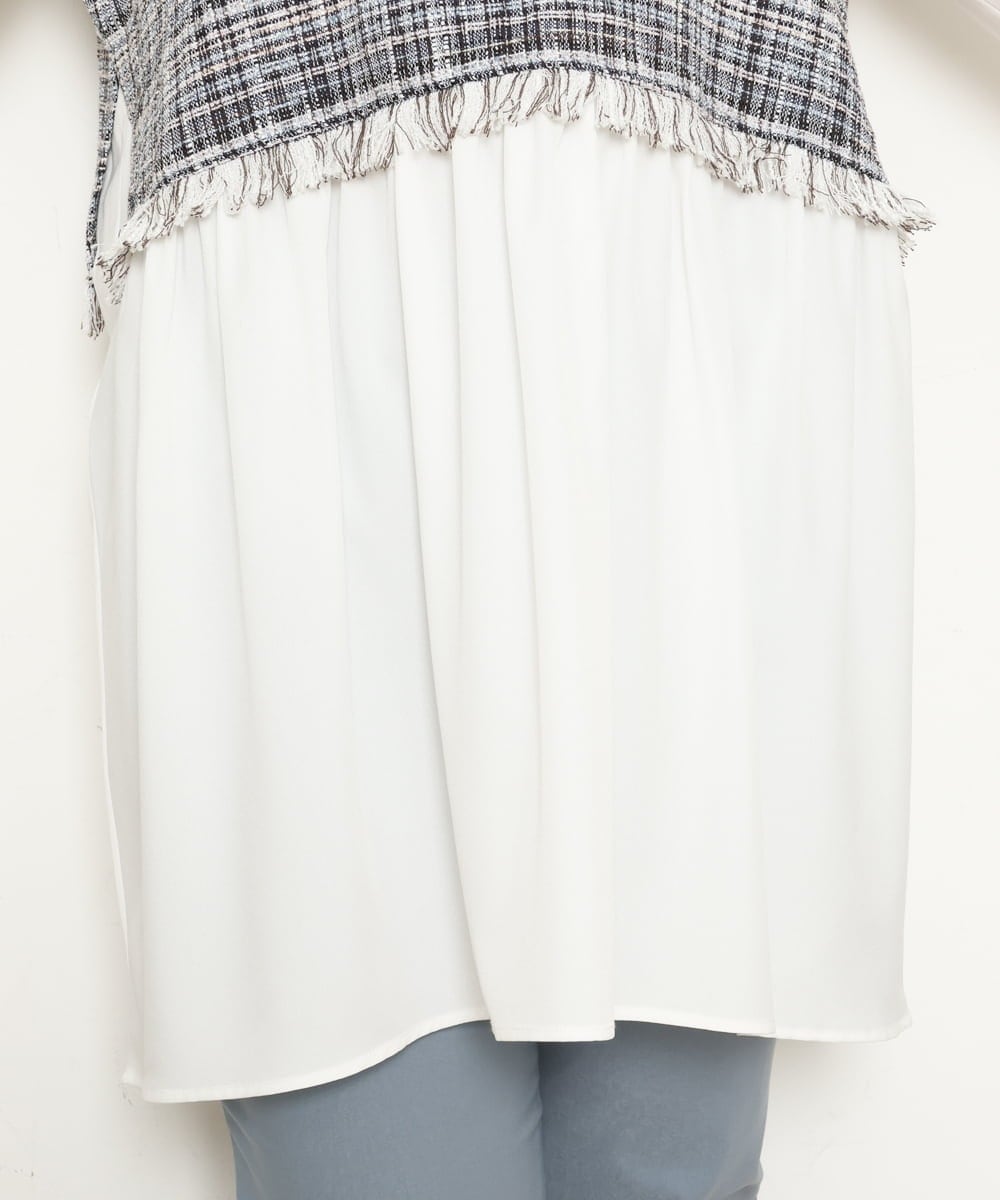 OLECS02090 eur3(エウルキューブ) 【大きいサイズ】ツイードコンビチュニック ネイビー(57)