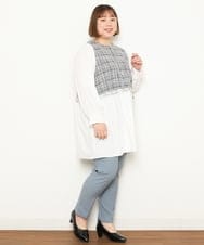 OLECS02090 eur3(エウルキューブ) 【大きいサイズ】ツイードコンビチュニック ネイビー(57)