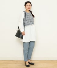 OLECS02090 eur3(エウルキューブ) 【大きいサイズ】ツイードコンビチュニック ネイビー(57)