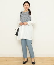 OLECS02090 eur3(エウルキューブ) 【大きいサイズ】ツイードコンビチュニック ネイビー(57)