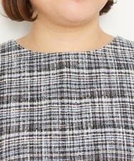 OLECS02090 eur3(エウルキューブ) 【大きいサイズ】ツイードコンビチュニック ネイビー(57)