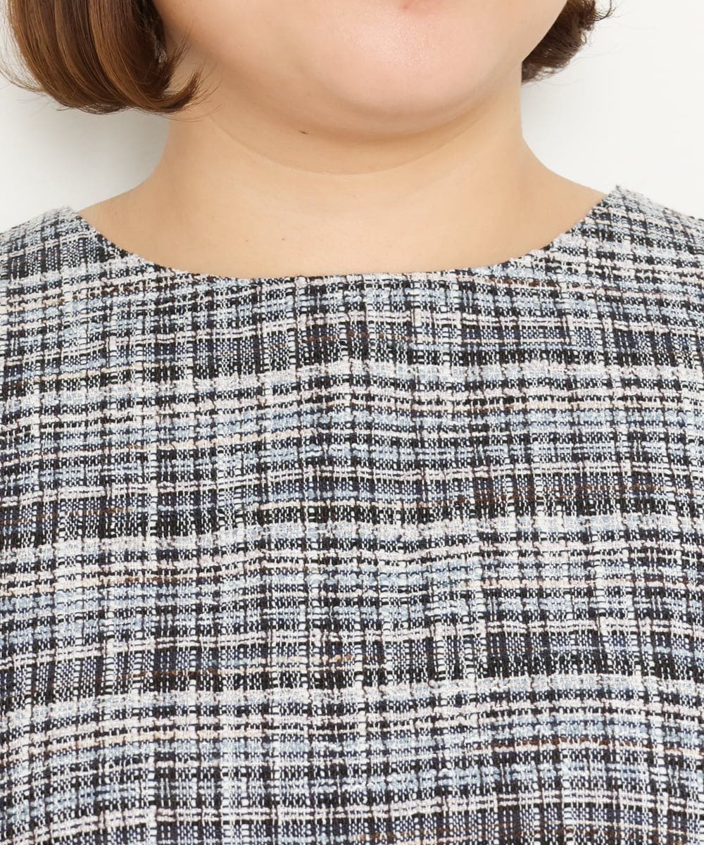 OLECS02090 eur3(エウルキューブ) 【大きいサイズ】ツイードコンビチュニック ネイビー(57)