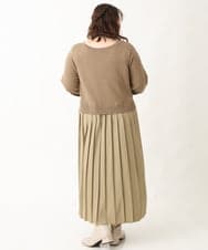 OLECV13129 eur3(エウルキューブ) 【大きいサイズ】前後2WAYニットコンビプリーツワンピース カーキ(36)