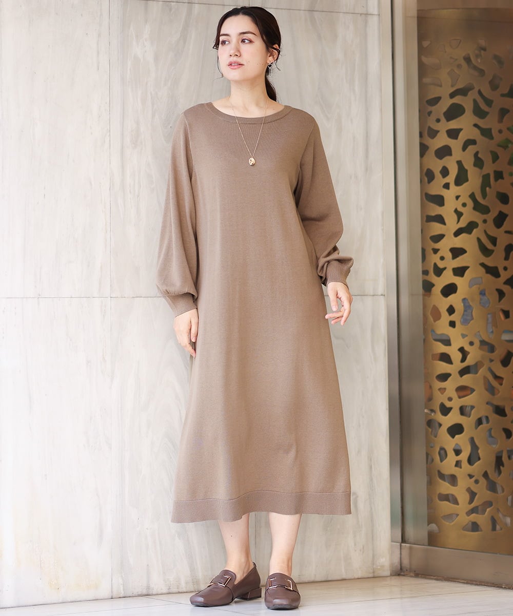 OLECV13129 eur3(エウルキューブ) 【大きいサイズ】前後2WAYニットコンビプリーツワンピース カーキ(36)