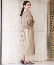 OLECV13129 eur3(エウルキューブ) 【大きいサイズ】前後2WAYニットコンビプリーツワンピース カーキ(36)