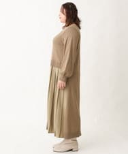 OLECV13129 eur3(エウルキューブ) 【大きいサイズ】前後2WAYニットコンビプリーツワンピース カーキ(36)