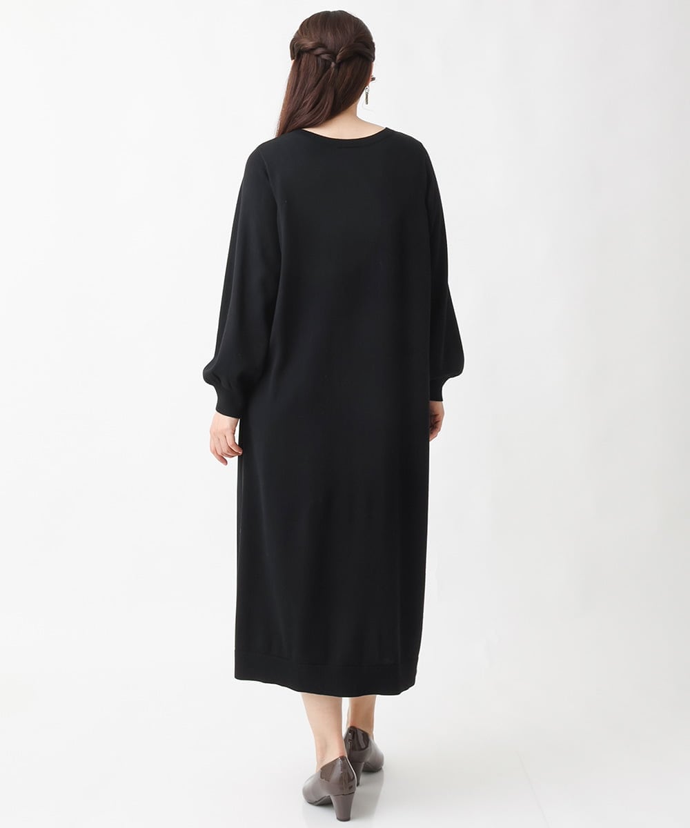 OLECV13129 eur3(エウルキューブ) 【大きいサイズ】前後2WAYニットコンビプリーツワンピース ブラック(94)