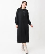 OLECV13129 eur3(エウルキューブ) 【大きいサイズ】前後2WAYニットコンビプリーツワンピース ブラック(94)