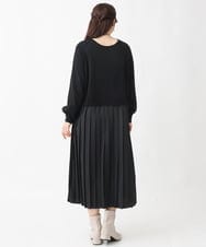 OLECV13129 eur3(エウルキューブ) 【大きいサイズ】前後2WAYニットコンビプリーツワンピース ブラック(94)