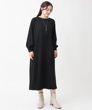 OLECV13129 eur3(エウルキューブ) 【大きいサイズ】前後2WAYニットコンビプリーツワンピース ブラック(94)