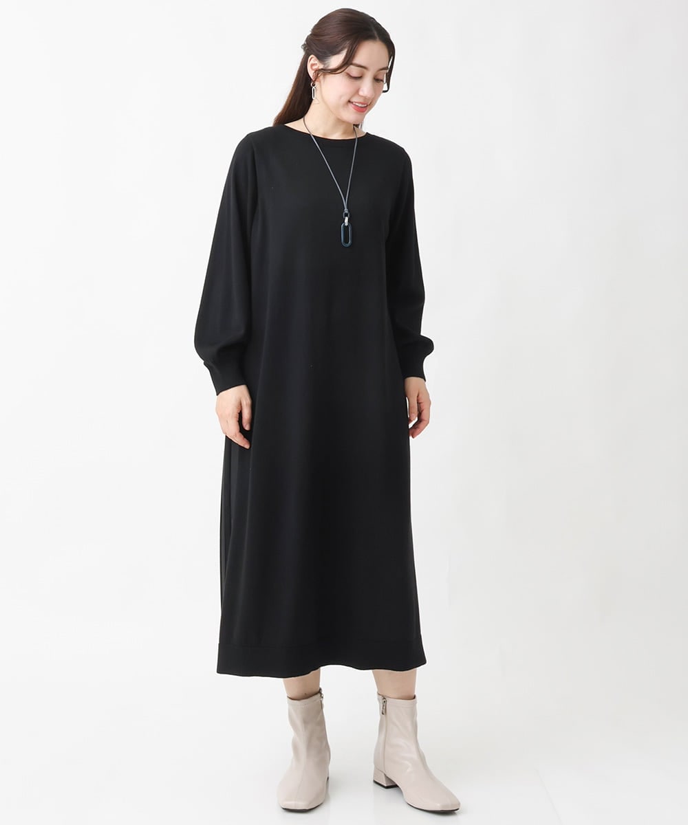 OLECV13129 eur3(エウルキューブ) 【大きいサイズ】前後2WAYニットコンビプリーツワンピース ブラック(94)