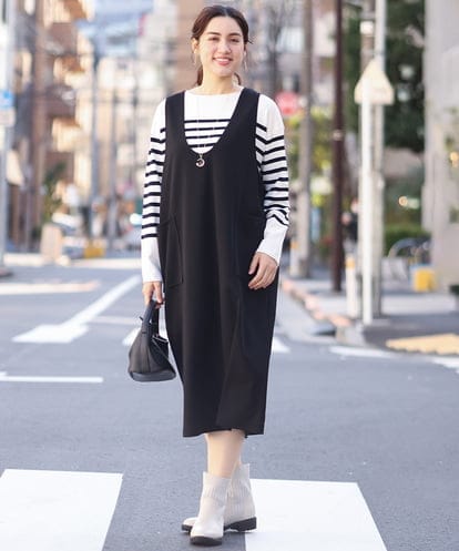 OLECV15119 eur3 【大きいサイズ】Uネックジャンパースカート