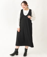 OLECV15119 eur3(エウルキューブ) 【大きいサイズ】Uネックジャンパースカート ブラック(94)