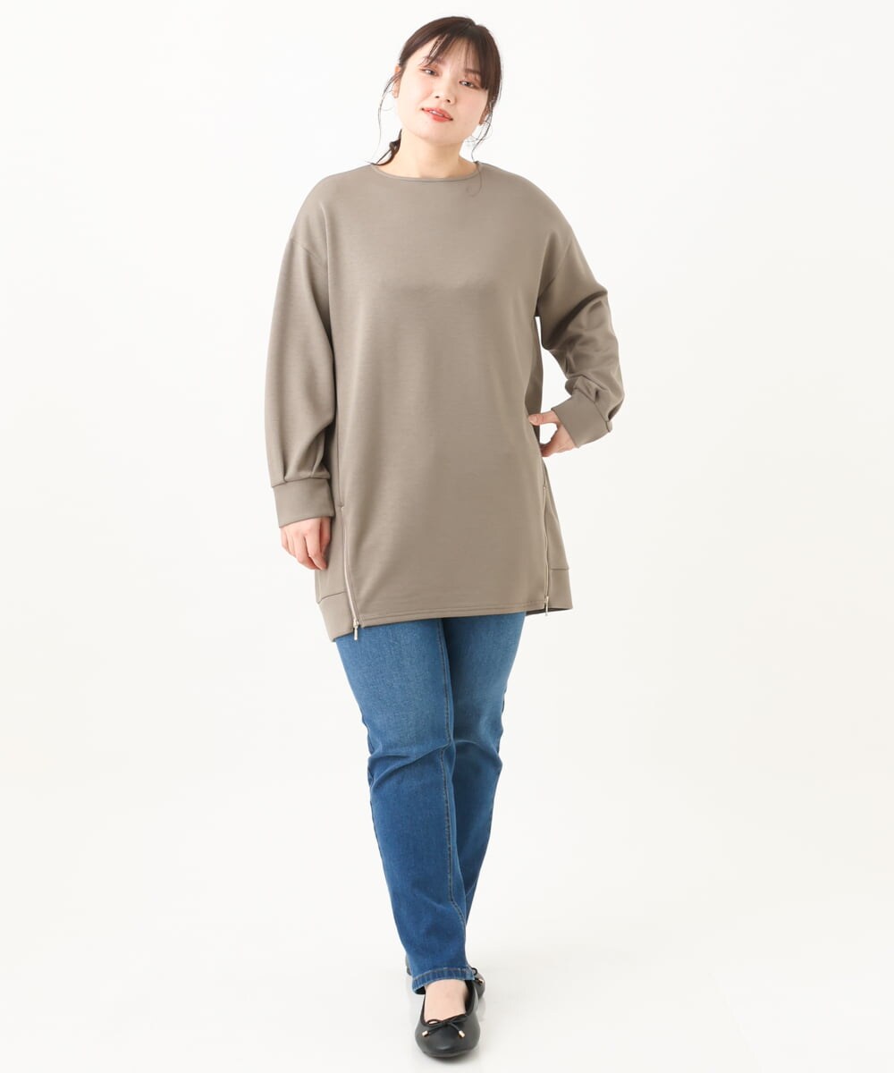 OLECV21099 eur3(エウルキューブ) 【大きいサイズ】ダンボールジップチュニック カーキ(36)