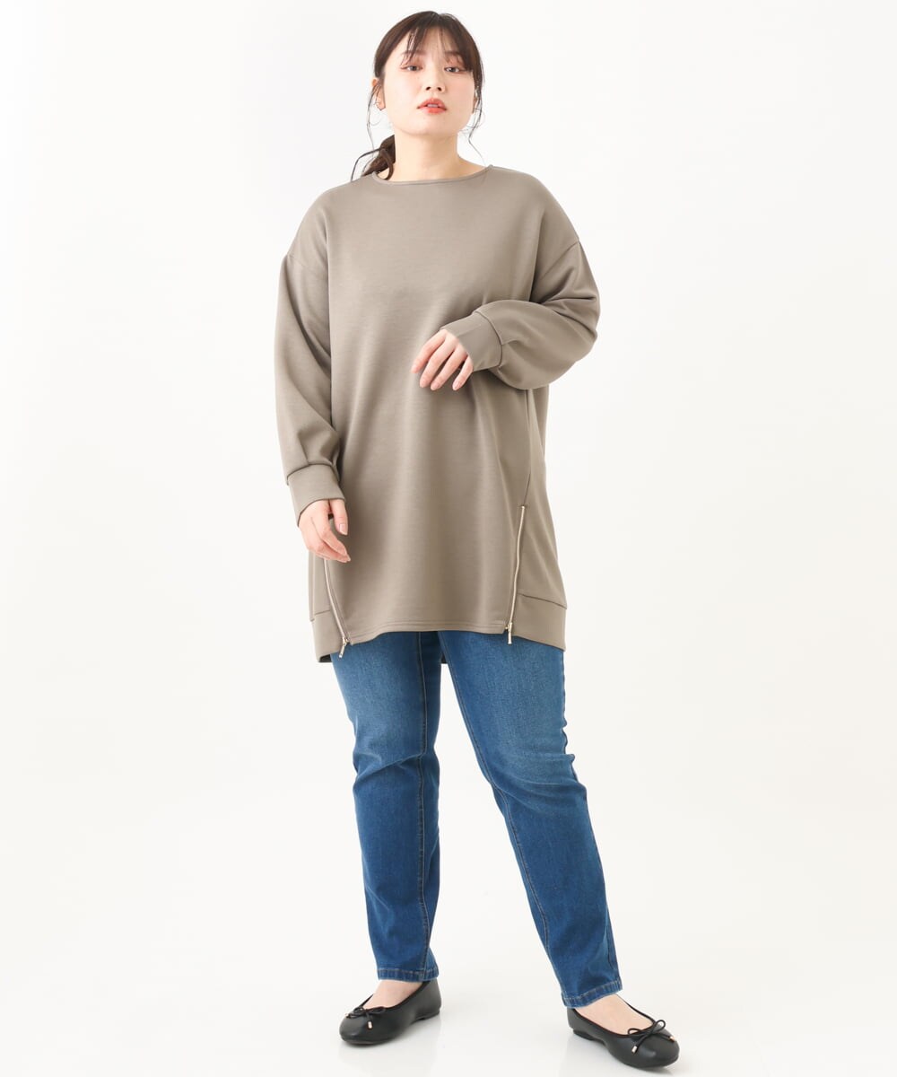 OLECV21099 eur3(エウルキューブ) 【大きいサイズ】ダンボールジップチュニック カーキ(36)