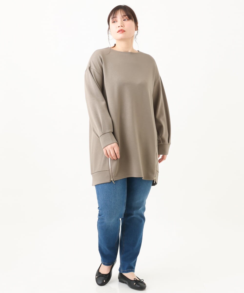 OLECV21099 eur3(エウルキューブ) 【大きいサイズ】ダンボールジップチュニック カーキ(36)