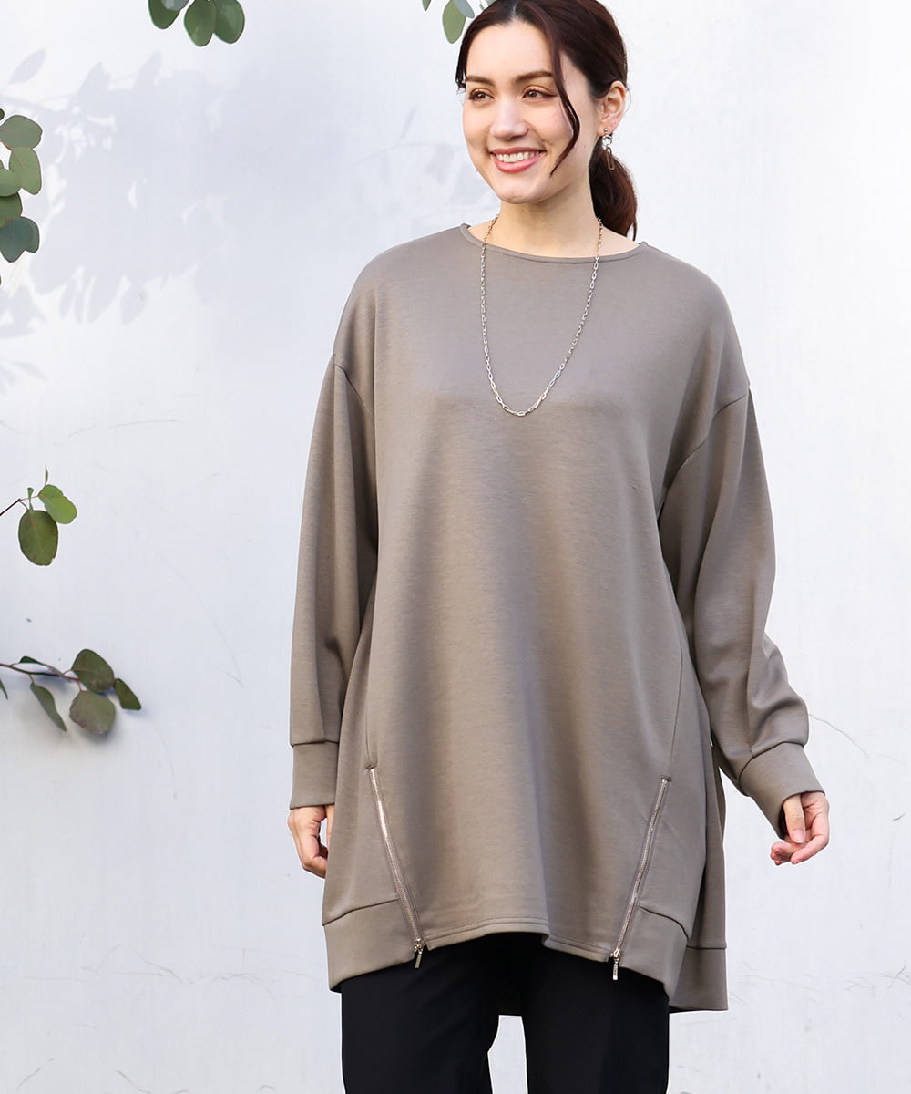 OLECV21099 eur3(エウルキューブ) 【大きいサイズ】ダンボールジップチュニック カーキ(36)