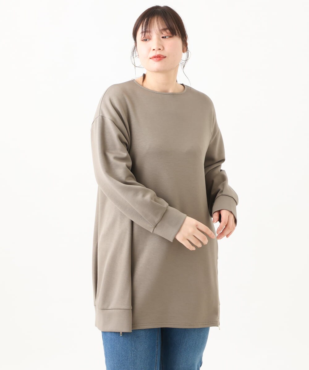 OLECV21099 eur3(エウルキューブ) 【大きいサイズ】ダンボールジップチュニック カーキ(36)
