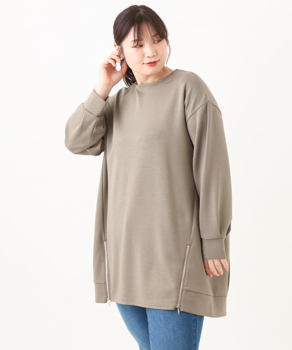 OLECV21099 eur3(エウルキューブ) 【大きいサイズ】ダンボールジップチュニック カーキ(36)