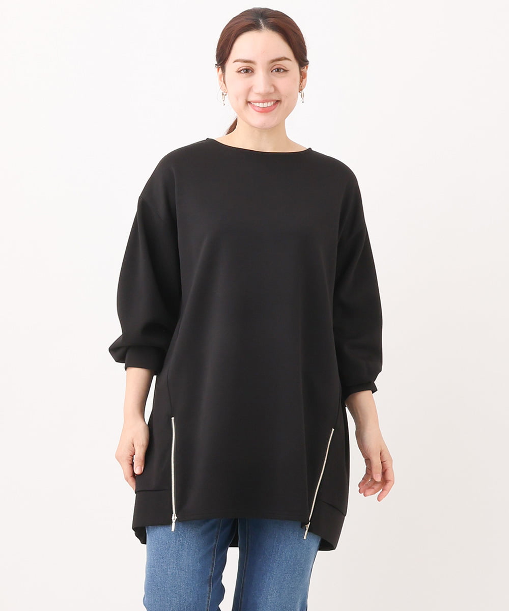 OLECV21099 eur3(エウルキューブ) 【大きいサイズ】ダンボールジップチュニック ブラック(94)