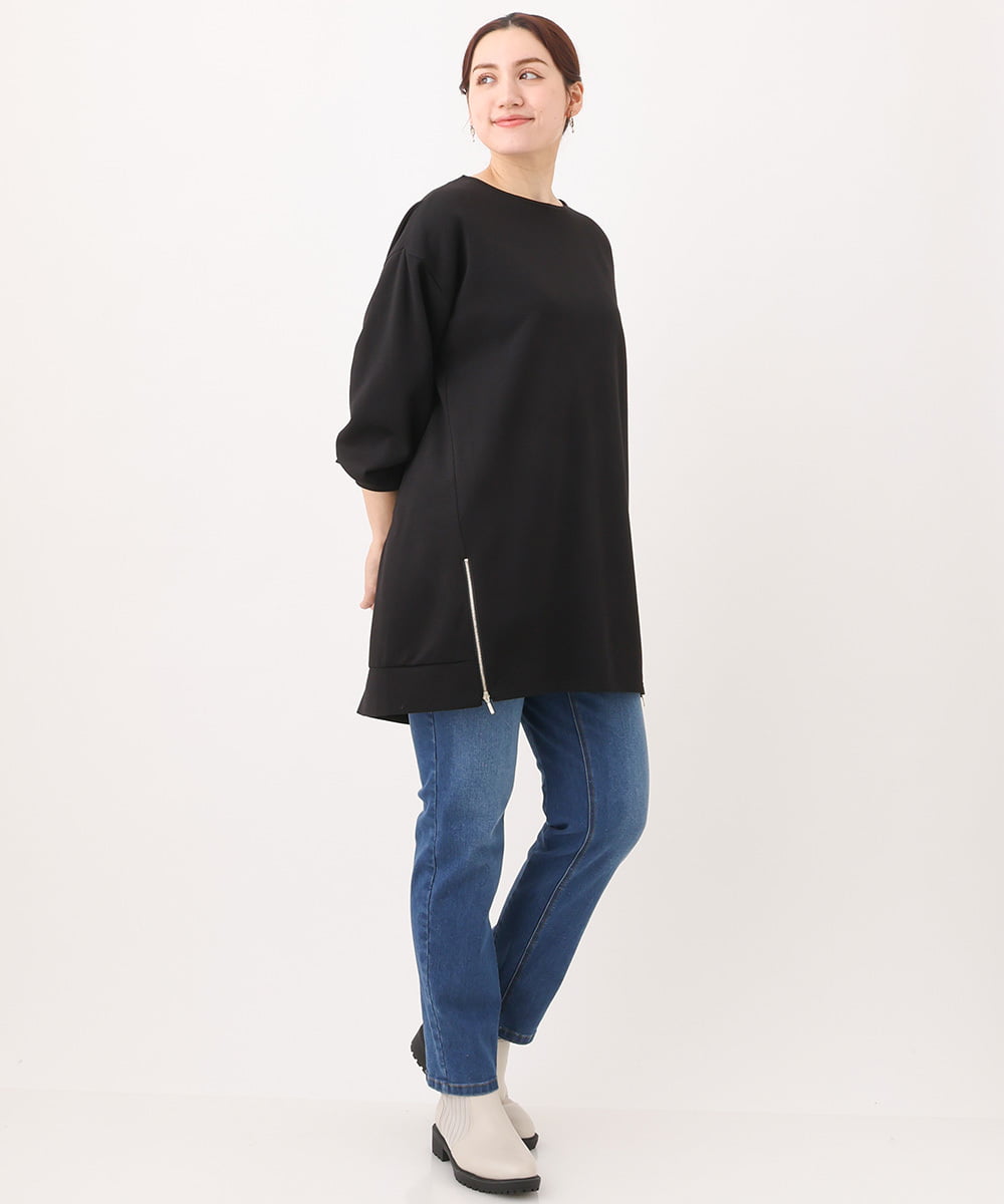 OLECV21099 eur3(エウルキューブ) 【大きいサイズ】ダンボールジップチュニック ブラック(94)