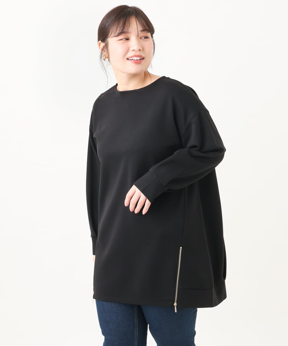 OLECV21099 eur3(エウルキューブ) 【大きいサイズ】ダンボールジップチュニック ブラック(94)