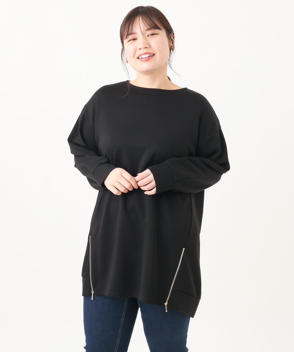 OLECV21099 eur3(エウルキューブ) 【大きいサイズ】ダンボールジップチュニック ブラック(94)
