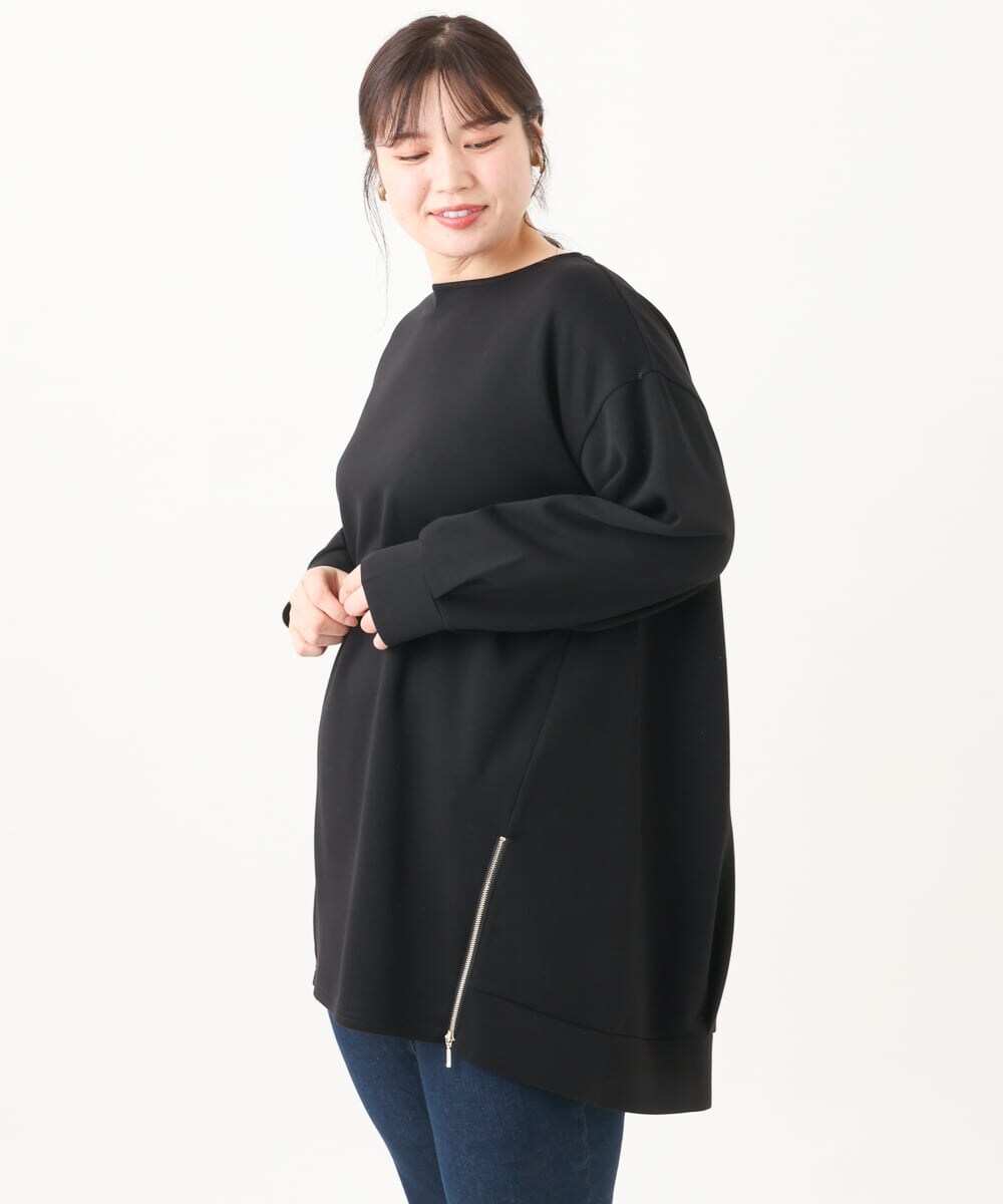 OLECV21099 eur3(エウルキューブ) 【大きいサイズ】ダンボールジップチュニック ブラック(94)