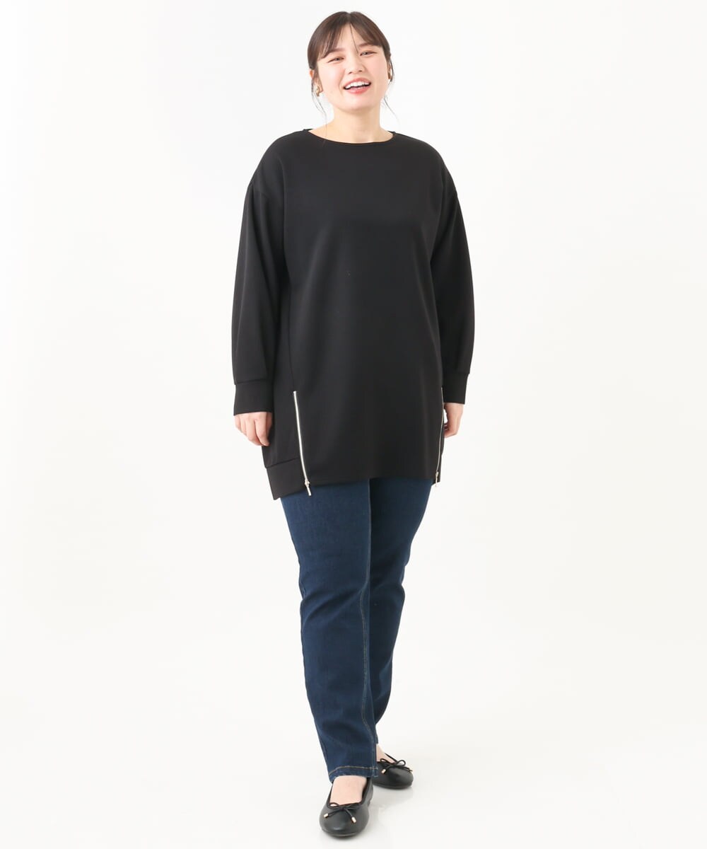 OLECV21099 eur3(エウルキューブ) 【大きいサイズ】ダンボールジップチュニック ブラック(94)