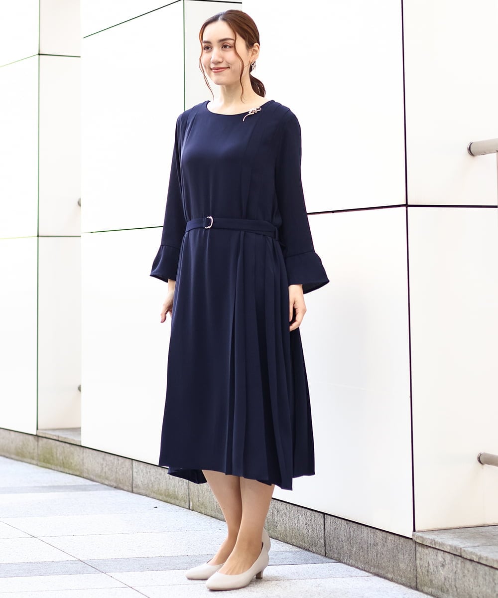 OLEDA06179 eur3(エウルキューブ) 【大きいサイズ/11号サイズあり】プリーツタックワンピース ネイビー(57)