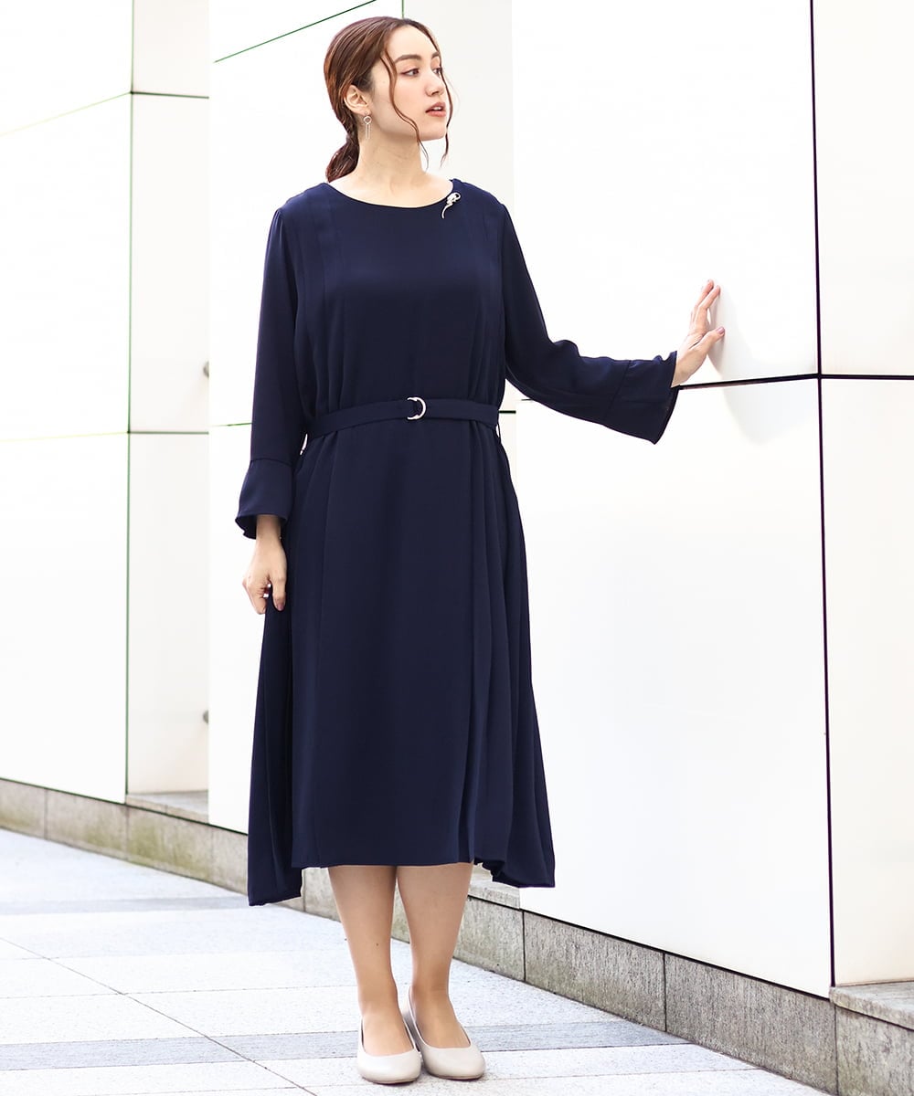 OLEDA06179 eur3(エウルキューブ) 【大きいサイズ/11号サイズあり】プリーツタックワンピース ネイビー(57)