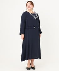 OLEDA06179 eur3(エウルキューブ) 【大きいサイズ/11号サイズあり】プリーツタックワンピース ネイビー(57)