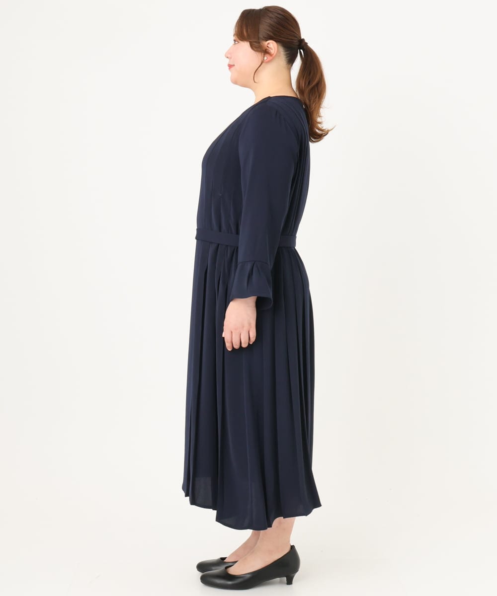 OLEDA06179 eur3(エウルキューブ) 【大きいサイズ/11号サイズあり】プリーツタックワンピース ネイビー(57)