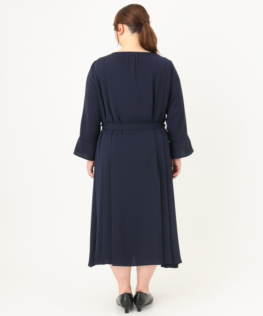OLEDA06179 eur3(エウルキューブ) 【大きいサイズ/11号サイズあり】プリーツタックワンピース ネイビー(57)